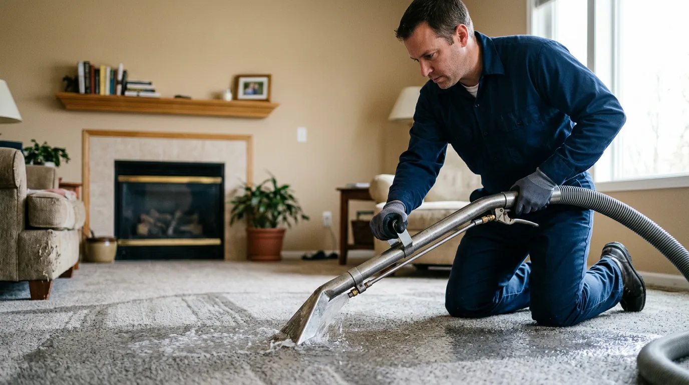 Water damage restoration technician working near Deshler, NE